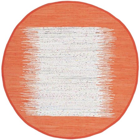 Safavieh 4 x 4 ft. Montauk Hand Woven Rug, Round - Ivory and Orange MTK711C-4R
